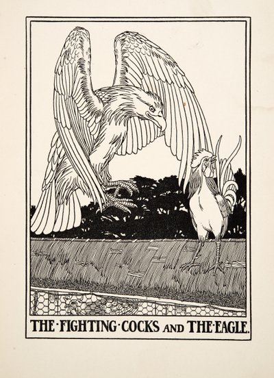 The Fighting Cocks and the Eagle, from A Hundred Fables of Aesop by Percy J. Billingshurst