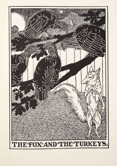 The Fox and the Turkeys, from Fontaine Fables, pub. 1905 by Percy J. Billingshurst