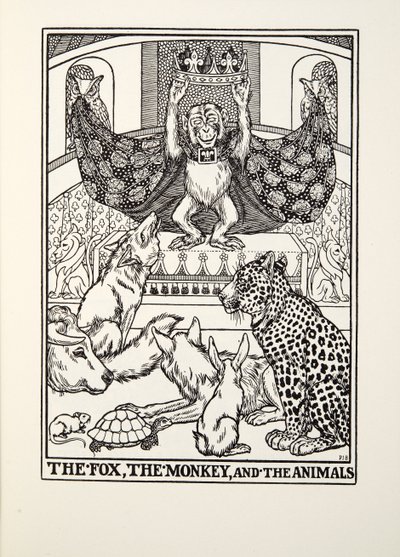 The Fox, the Monkey, and the Animals, from Fontaine Fables, pub. 1905 by Percy J. Billingshurst