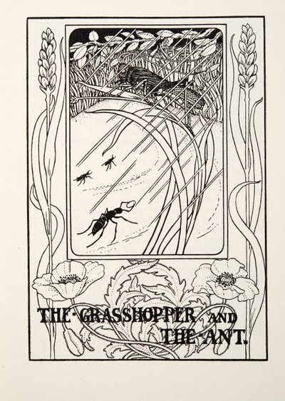 The Grasshopper and the Ant, from Fontaine Fables, pub. 1905 by Percy J. Billingshurst