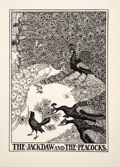 The Jackdaw and the Peacocks, from A Hundred Fables of Aesop by Percy J. Billingshurst
