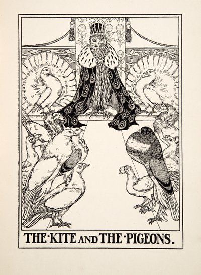 The Kite and the Pigeons, from A Hundred Fables of Aesop, pub.1903 by Percy J. Billingshurst