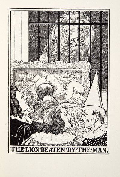 The Lion Beaten by the Man, from Fontaine Fables by Percy J. Billingshurst