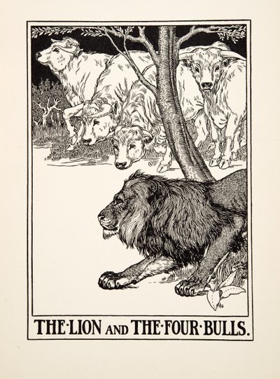 The Lion and the Four Bulls, from A Hundred Fables of Aesop by Percy J. Billingshurst