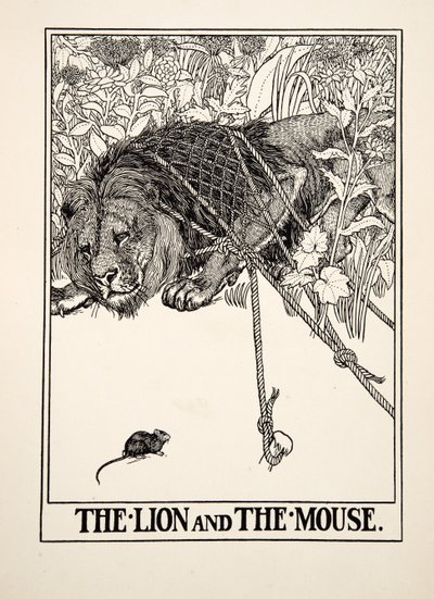 The Lion and the Mouse, from A Hundred Fables of Aesop, pub.1903 by Percy J. Billingshurst