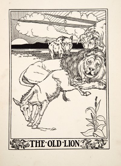 The Old Lion, from A Hundred Fables of Aesop, pub.1903 by Percy J. Billingshurst