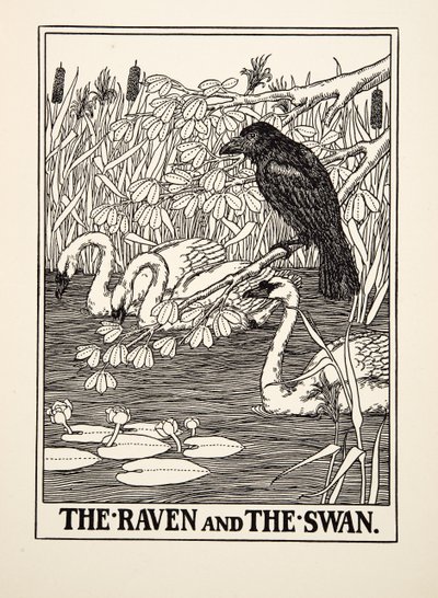 The Raven and the Swan, from A Hundred Fables of Aesop by Percy J. Billingshurst