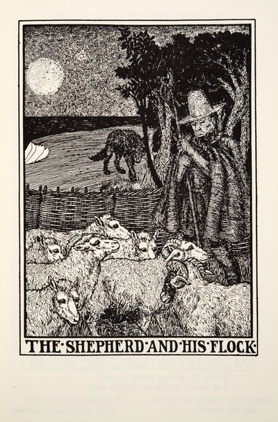 The Shepherd and his Flock, from Fontaine Fables by Percy J. Billingshurst