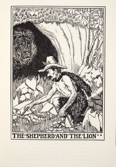 The Shepherd and the Lion, from Fontaine Fables, pub. 1905 by Percy J. Billingshurst