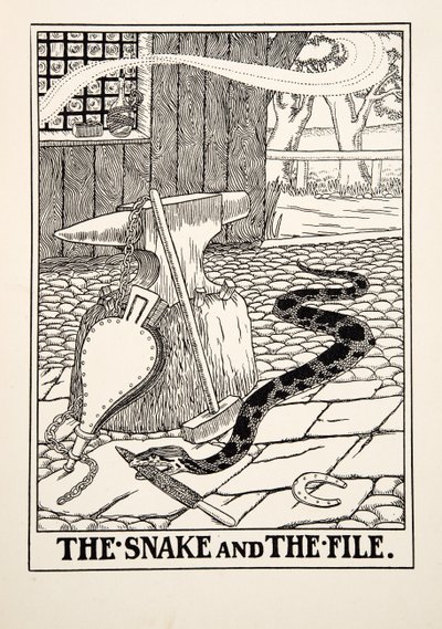 The Snake and the File, from A Hundred Fables of Aesop, published 1903 by Percy J. Billingshurst