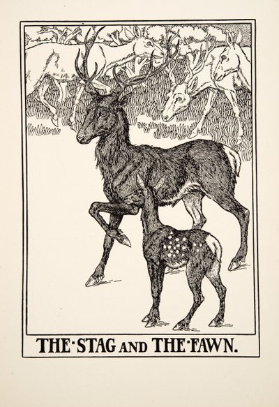 The Stag and the Fawn, from A Hundred Fables of Aesop by Percy J. Billingshurst