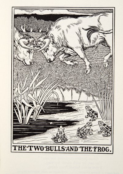 The Two Bulls and the Frog, from Fontaine Fables by Percy J. Billingshurst