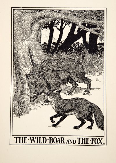 The Wild Boar and the Fox, from A Hundred Fables of Aesop, pub. 1903 by Percy J. Billingshurst