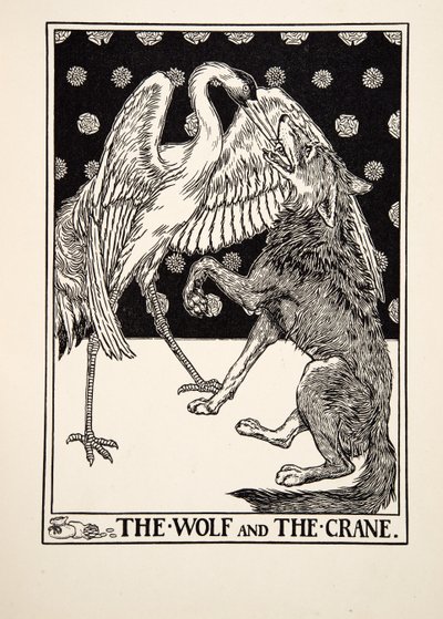 The Wolf and the Crane, from A Hundred Fables of Aesop, pub.1903 by Percy J. Billingshurst