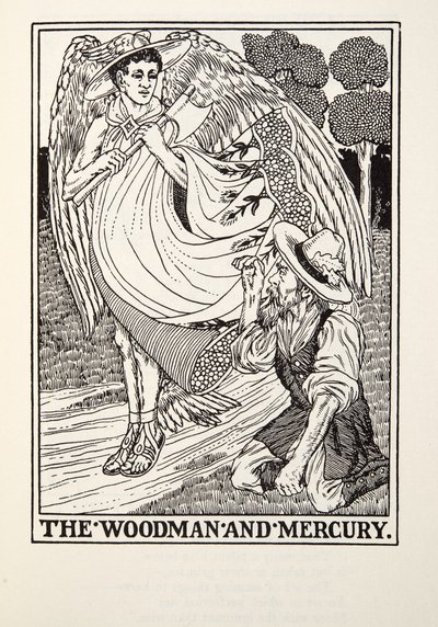 The Woodman and Mercury, from Fontaine Fables, pub. 1905 by Percy J. Billingshurst