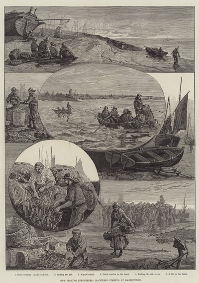 Our Fishing Industries, Mackerel Fishing at Eastbourne by Percy Robert Craft