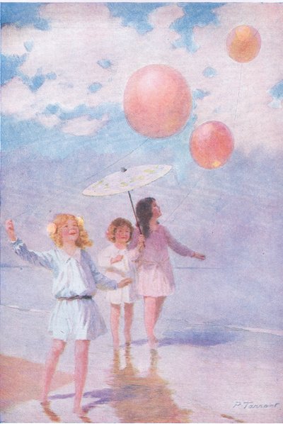 Paddling in the sunshine, illustration from My Magazine by Percy Tarrant