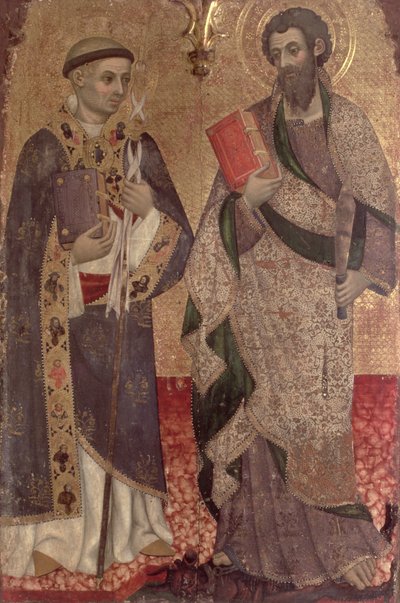 St. Bartholomew and St. Bernard of Clairvaux (detail) by Pere Serra