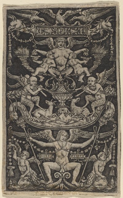 Panel of Ornament with a Satyress Feeding Two Children by Peregrino da Cesena