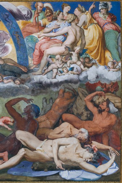 Zeus Striking the Rebelling Giants (The Fall of Giants) in The Hall of Jupiter by Perino del Vaga