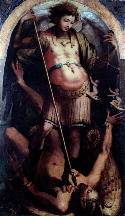 St Michael, Central Panel by Perino del Vaga