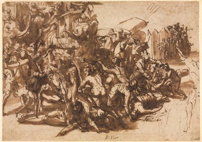 Poros Assailed by the Macedonian Army (recto) by Perino del Vaga