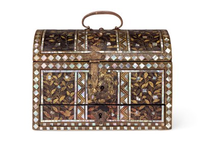 A rare lacquer casket with integral drawer, commissioned by the Portuguese by Period Momoyama
