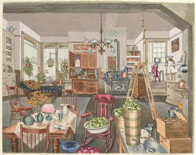 Semi-Rural Kitchen and Dining Room, 1910 by Perkins Harnly