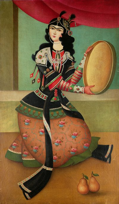 A Dancing Girl with a Tambourine, Qajar School by Persian School