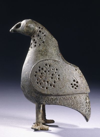 A Persian bronze incense burner in the form of a bird, 12th century by Persian School