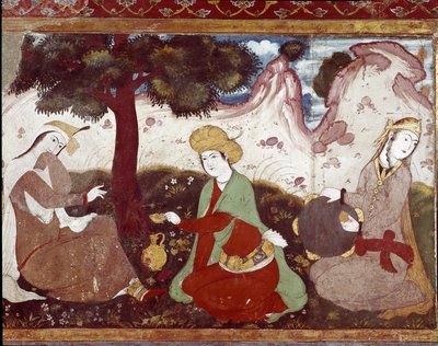 A Persian Princess with Her Courtesans in a 17th Century Garden by Persian School