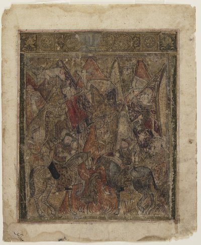 A hunt in the mountains, from a Shahnama by Persian School
