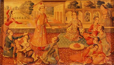 A late Zand lacquered papier mache casket by Persian School