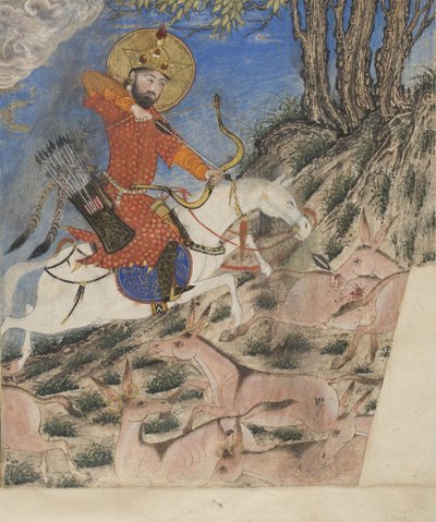 Bahram Gur Hunting Onagers by Persian School