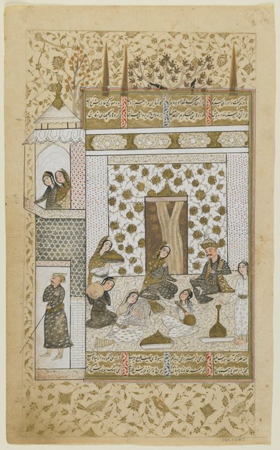 Bahram Gur and the Princess in the White Pavilion, from a Khamsa by Persian School