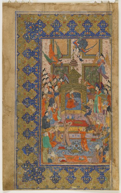 Bilqis enthroned from a Khamsa (Quintet), c.1560 by Persian School