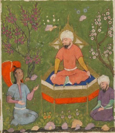Haloed Figure Enthroned by Persian School