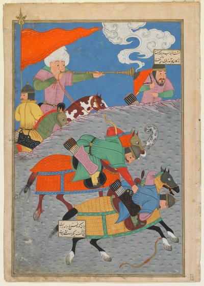 Battle between Zanga and Awkhast by Persian School
