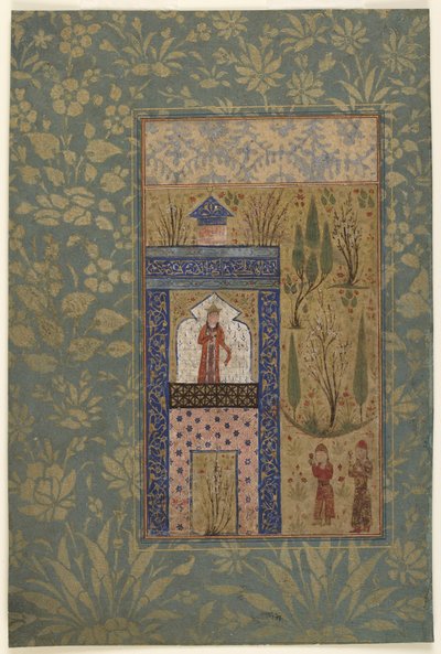 Two Youths before a Princess at a Window by Persian School