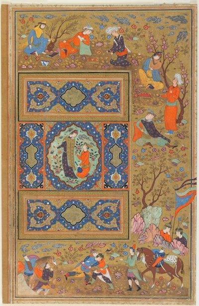 Folio from an album; A Pair of Lovers, Isfahan, Iran, Safavid period, 1590-1610 by Persian School