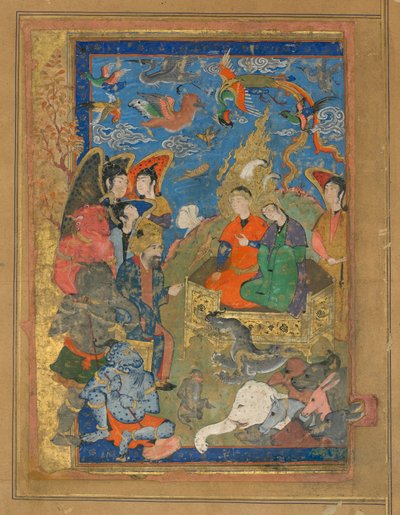Sulayman and Bilqis Enthroned by Persian School