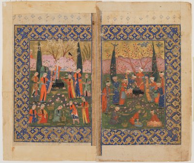 Folio from an unidentified text; Sulayman Enthroned, Shiraz, Iran, c.1560-70 by Persian School