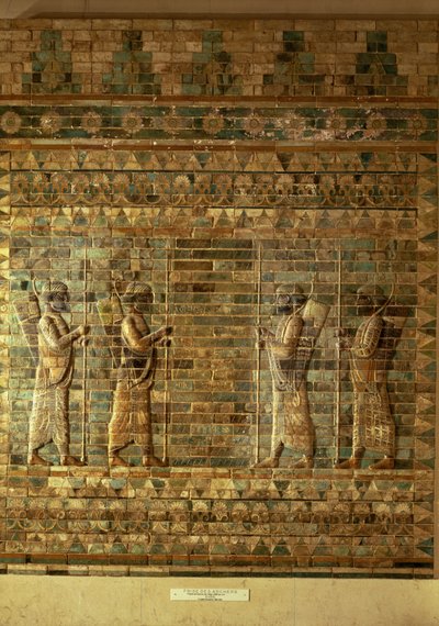 Frieze of archers of the Persian kings guard, from the Palace of Darius the Great at Susa, Iran, Achaemenid Period by Persian School