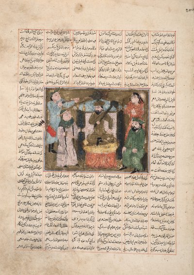 Gordiyeh advises her brother Bahram Chubineh not to aspire to the Persian throne, c.1330 by Persian School