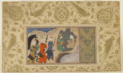 Iskandar visits a hermit by Persian School