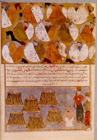Mongolian Tents and Prisoners of Genghis Khan: Genghis Khan Has the Followers of Djamuqua Thrown into the Cauldrons by Persian School