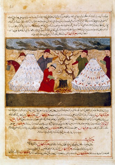 Mongols cooking by Persian School