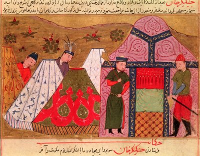 The Camp of Genghis Khan (c.1162-1227) from a Book by Rashid al-Din (1247-1318) by Persian School