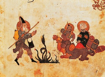 Abu Zayd Leaves al-Harith during the Pilgrimage to Northern Iraq, from Al Maqamat (The Meetings), Illustrated by Hariri by Persian School