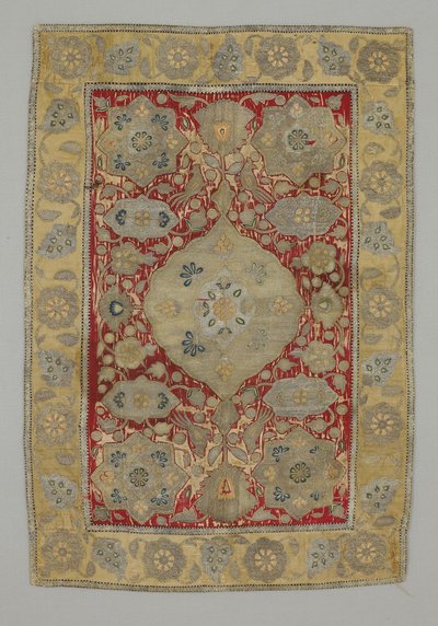 Panel--parrot on a rose spray repeat by Persian School
